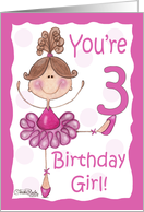 Cute Ballerina 3rd Birthday Birthday Girl card