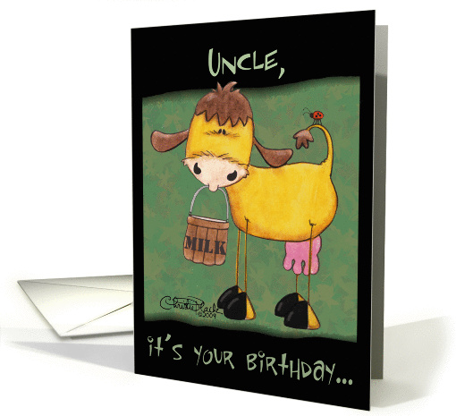 Uncle's Birthday -Milk Cow card (414198)