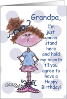 Hold My Breath Birthday Grandpa Little Girl Holds Breath card