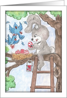 Easter Bunny Painting Bird Eggs Happy Easter card