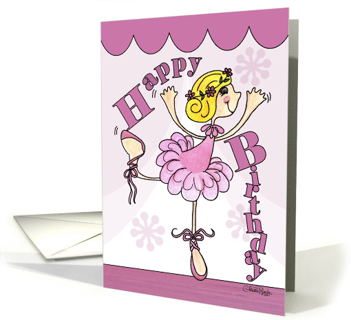 Happy Birthday Whimsical Blonde Haired Ballet Dancer card (47545)