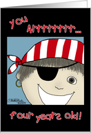 Fourth Birthday Pirate Boy card