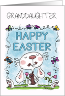 Customizable Happy Easter for Granddaughter Bunny Eats Chocolate Bunny card