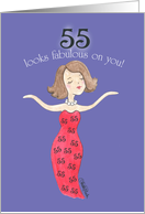 Lady in Red-55th Birthday card