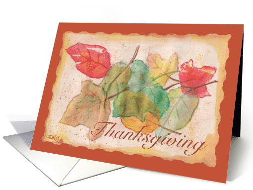 Happy Thanksgiving, Watercolor, Autumn Leaves card (512068)