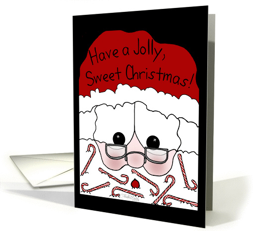 Merry Christmas- Santa and Candy Canes Stuck in Beard card (521553)