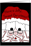 Merry Christmas- Santa and Candy Canes Stuck in Beard card
