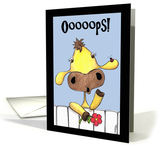 Cow Over the Fence Belated Birthday Wish Oops card (53129)