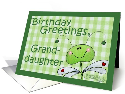 Birthday for Granddaughter-Dragonfly Gingham card (557121)