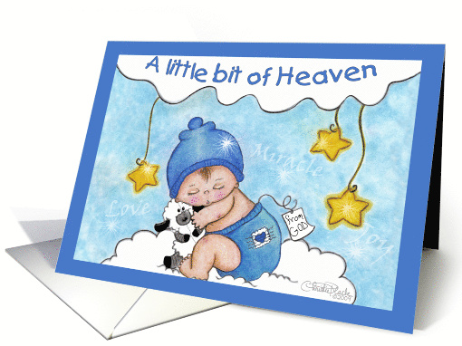Baby Adoption Announcement Boy A Little Bit of Heaven card (562879)