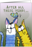Happy Anniversary for Wife Two Loving Cats and Butterfly card