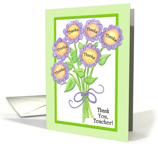 Bunch of Flowers Thank You for Teacher card (58302)