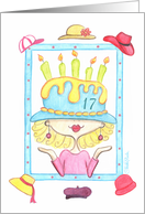 Lady in Birthday Hat 17th Birthday card