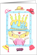 Lady in Birthday Hat-23rd Birthday card