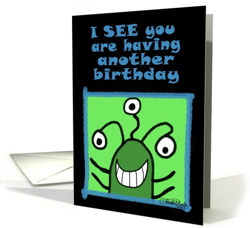 Green Alien- Birthday card (644023)
