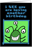Green Alien- Birthday card