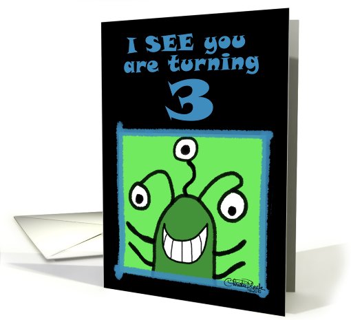 Green Alien- 3rd Birthday card (644037)