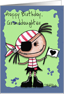 Happy Birthday Granddaughter-Primitive Pirate Rag Doll Girl card