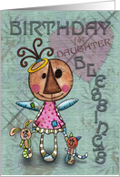 Primitive Angel and Animals- Birthday Blessings for Daughter card