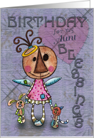 Primitive Angel and Animals- Birthday Blessings for Aunt card