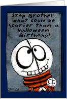 Primitive Skull Boy-Humorous Halloween Birthday for Step Brother card