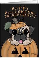 Happy Halloween for Grandparents -Pug in Jack o’lantern card