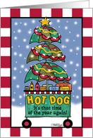 Hot Dog Cart-Christmas Wishes card