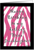 Birthday for Diva Granddaughter-Pink Zebra Stripes card