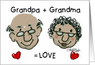 Happy Anniversary for Grandparents from Child- Equals Love -Dark Skinned card