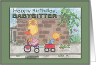 Happy Birthday to Babysitter Boy and Girl Ducks card