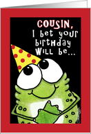 Happy Birthday for Cousin- Party Frog card