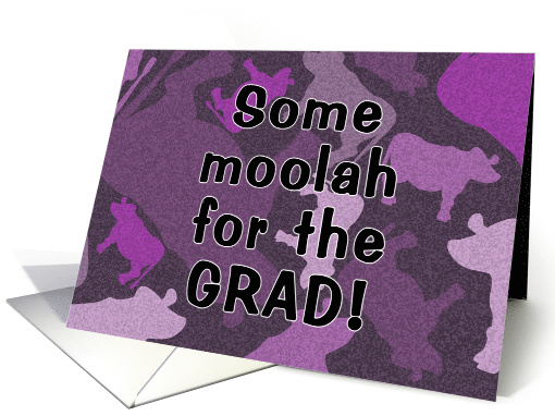 Money Card for Graduation Purple Cow Camouflage Pattern Moolah card