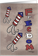 4th of July- Freedom-Primitive Red, White and Blue Rockets card