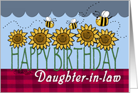 Happy Birthday for Daughter in law Sunflowers and Bees card