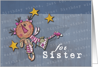 Happy Birthday for Sister- Primitive Fairy with Stuffed Bunny card