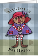 Sister’s Birthday Primitive Raggedy Doll with Cat card
