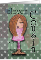 Eleventh Birthday for Girl Cousin Red Haired Girl card