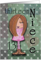 Thirteenth Birthday for Niece Red Haired Girl card