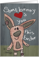 Easter Greetings for Parents Primitive Easter Somebunny Loves You card