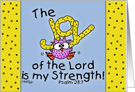Encouragement The Joy of the Lord Scripture Pink Owl card