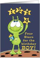 Four Year Old Boy-Alien and Stars card