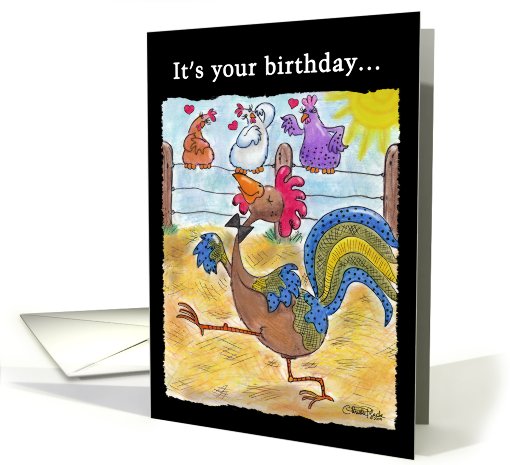 Birthday -Rooster Struts through the Barnyard card (786296)