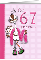 Happy Birthday 67 Year Old Woman Fancy Peahen card