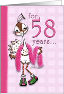 Happy Birthday 58 Year Old Woman -Fancy Peahen card