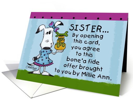 Happy Birthday for Sister-Millie Ann Bone'a Fide Offer card (790529)