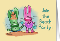 Beach Party Invitation -Beach Bunnies card