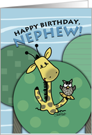 Birthday for Nephew- Giraffe and Owl Shout from the Treetops card