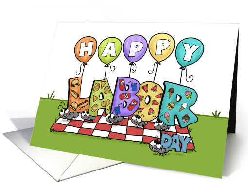 Happy Labor Day, Ant Parade at the Picnic card (82530)