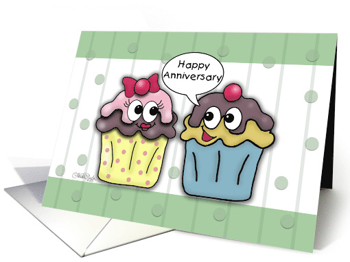 Happy Anniversary for Wife Cartoon Cupcakes card (826902)