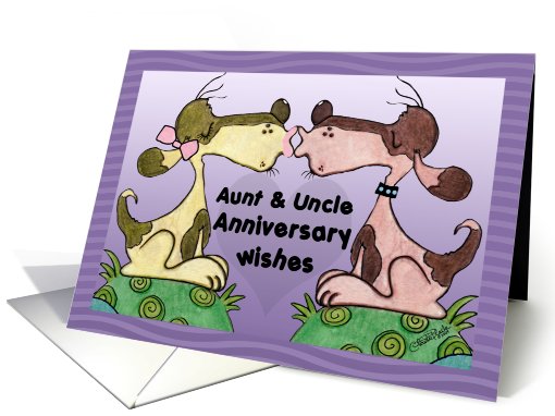 Happy Anniversary to Aunt and Uncle- Kissing Hound Dogs card (827958)